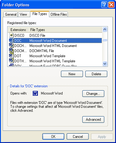 folder options window