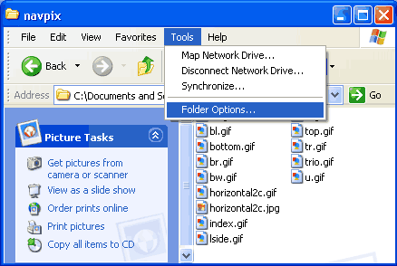 tool menu folder options